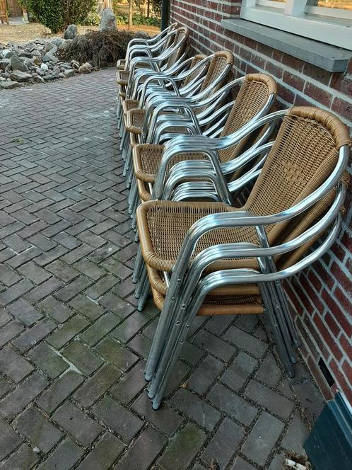 Partij Terrasstoelen (17 stuks), Huis en Inrichting, Stoelen, Gebruikt, Vijf, Zes of meer stoelen, Riet of Rotan, Overige materialen