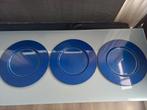 Blauwe metalen schalen, Ophalen, Gebruikt, Rond, Overige materialen