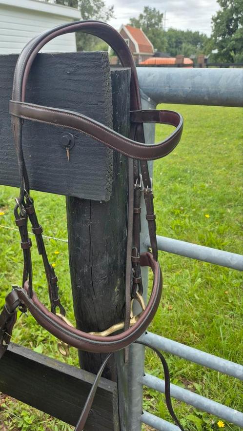Bijna nieuw full dressuur Dy'on hoofdstel mat bruin, Dieren en Toebehoren, Paarden en Pony's | Hoofdstellen en Tuigage, Zo goed als nieuw