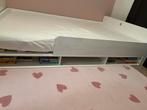 Zelfgemaakt hardhouten bed, incl. matras, Ophalen, Wit, 190 cm of minder, Zo goed als nieuw