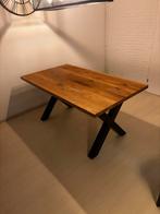 Eikenhouten eettafel met Stalen X-poten - Zo goed als nieuw!, Huis en Inrichting, Ophalen, Eikenhout, 50 tot 100 cm, Zo goed als nieuw