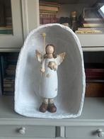 Grote witte nis van papier mache met stoere kerst engel, Ophalen of Verzenden, Nieuw