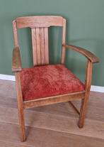 stoel eiken met rood/bruine velours bekleding, Ophalen