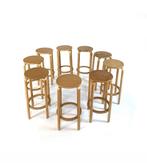 Set van 9 vintage plywood barkrukken, stijl Alvar Aalto ‘80, Huis en Inrichting, Barkrukken, 5 krukken of meer, Met voetsteun