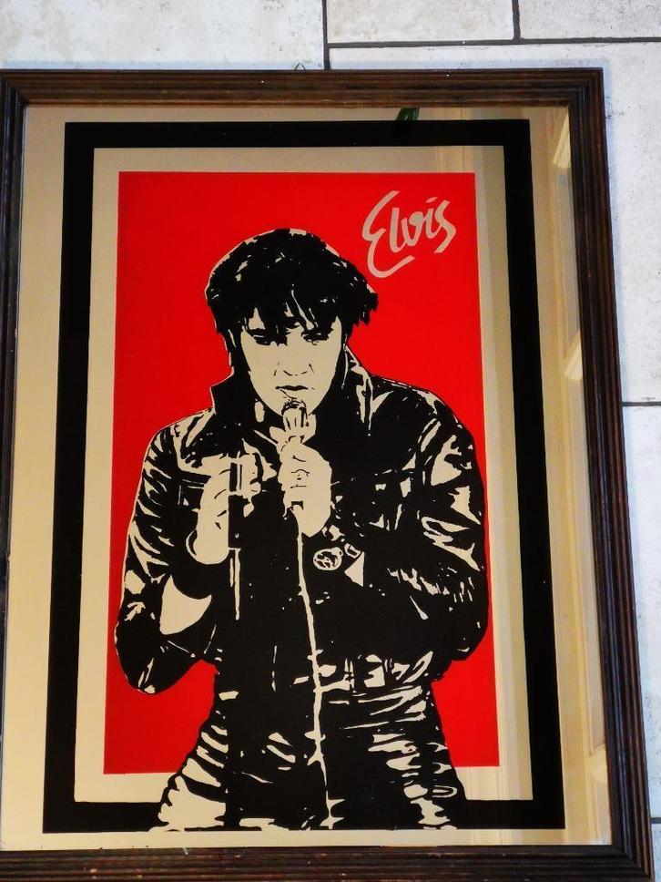 vintage Elvis Presley spiegel muziek 66*50cm Rock and Roll, Verzamelen, Muziek, Artiesten en Beroemdheden, Zo goed als nieuw, Pop, Beeldje of Miniatuur