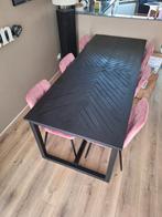 Eettafel zwart visgraad 220 x 90, Huis en Inrichting, Tafels | Eettafels, Ophalen, 100 tot 150 cm, 200 cm of meer, Zo goed als nieuw