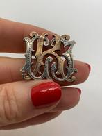 Q994 Prachtige zilveren broche initialen GKJ, Sieraden, Tassen en Uiterlijk, Antieke sieraden, Ophalen of Verzenden, Zilver, Broche