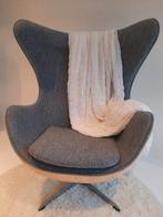Egg Chair - Grijs Kasjmier met hout- Nieuw!, Huis en Inrichting, Fauteuils, Ophalen, Nieuw, 75 tot 100 cm, 50 tot 75 cm