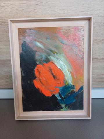 Tulp olieverf op paneel in baklijst van hout 46,3 x 36,2 x 4 beschikbaar voor biedingen