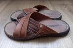 * Bruin leren slippers van Beers, mt 45 *, Slippers, Bruin, Verzenden, Van Beers