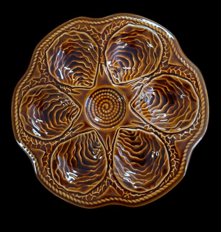 2287 Antieke Oester Borden - Set van 6 26x2cm, Antiek en Kunst, Antiek | Schalen, Ophalen of Verzenden