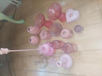 Bruiloftaccesoires - roze vaasjes, kandelaren, waxinelicht beschikbaar voor biedingen