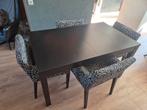 Ikea Eetkamer set. 1tafel uitschuifbaar. 4 stoelen met print, Huis en Inrichting, Complete eetkamers, Ophalen, Gebruikt