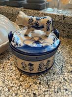 Vintage brocante antieke botervloot bakje delfs blauw, Antiek en Kunst, Ophalen