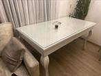 Eettafel MDF 160cm/90 cm met glas, Vijf personen of meer, 150 tot 200 cm, Rechthoekig, 50 tot 100 cm