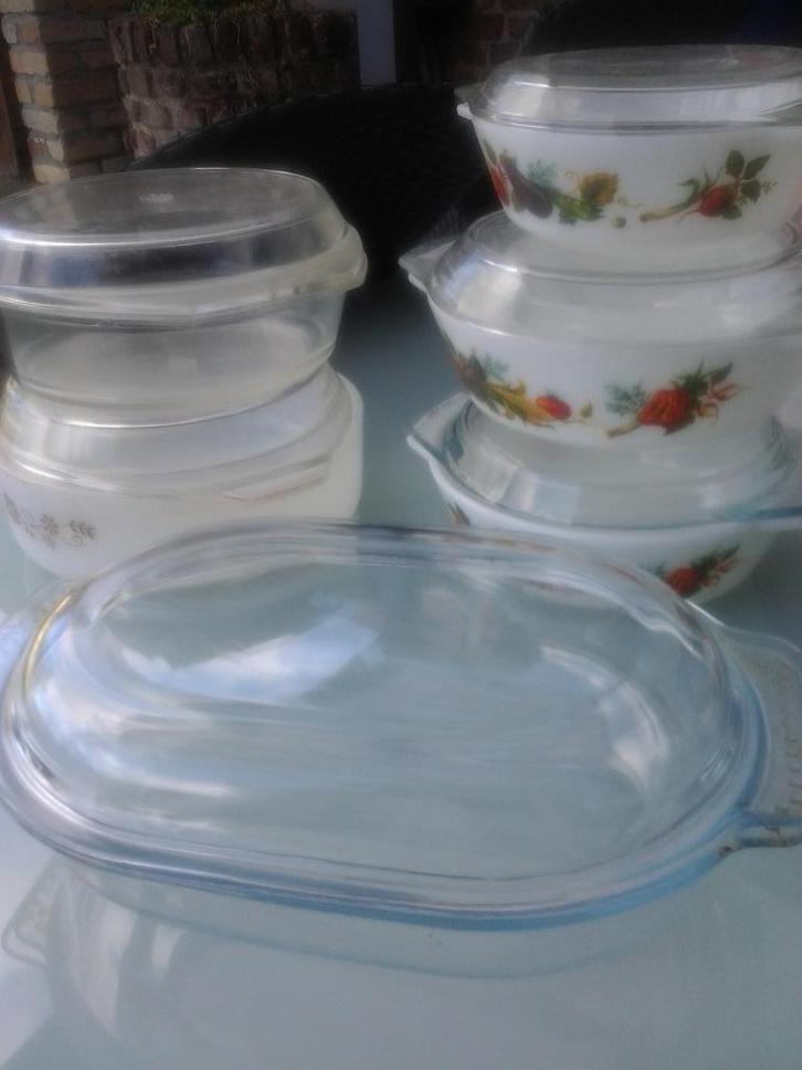 Glazen dekschalen met deksel 8 st, Huis en Inrichting, Keuken | Servies, Zo goed als nieuw, Glas of Glazen, Overige stijlen, Glas