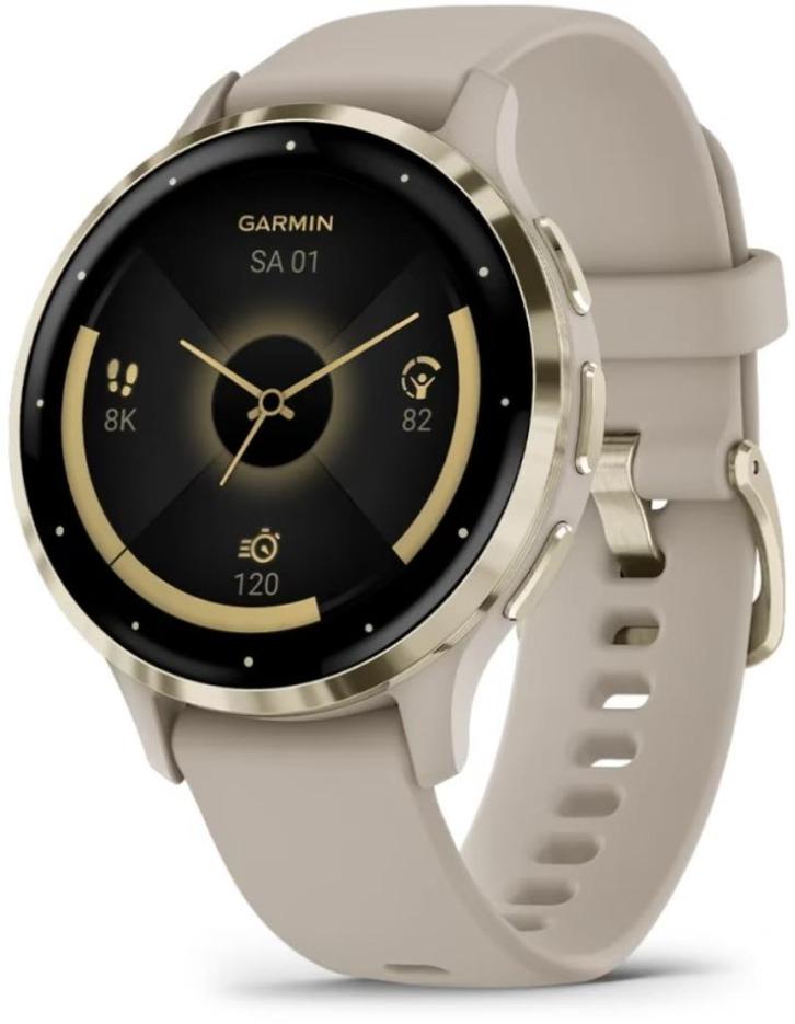 Garmin Venu 3S 41MM Goud Nieuw in doos, Sieraden, Tassen en Uiterlijk, Smartwatches, Nieuw, Android, Geel, Ophalen of Verzenden