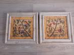 2 vintage schilderijen  vogels in white wash  lijsten, Antiek en Kunst, Kunst | Schilderijen | Klassiek, Ophalen of Verzenden