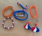 Sieraden setje Koningsdag voetbal, Ophalen of Verzenden, Zo goed als nieuw, Overige materialen, Met bedels of kralen