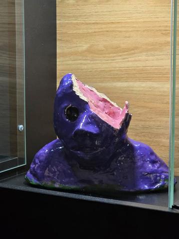 Paars Schedelbeeld - Mysterieus Kunstobject beschikbaar voor biedingen