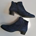 Blauwe suède enkellaarsjes 37½, Blauw, Lage of Enkellaarzen, Zo goed als nieuw, Zwartjes