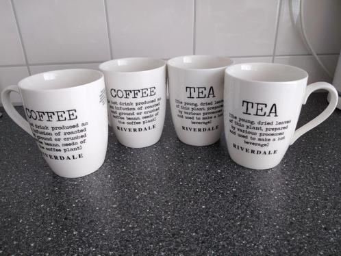 4x Riverdale mokken coffee & tea NIEUW, Huis en Inrichting, Keuken | Servies, Nieuw, Kop(pen) en/of Schotel(s), Overige stijlen