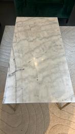 Marmer salontafel met goude poten, Ophalen, 100 tot 150 cm, 50 tot 100 cm, Zo goed als nieuw