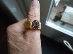 heel aparte echt zilveren ring goud verguld 925 en 12 gram, Met kristal, Gebruikt, 19 tot 20, Ophalen of Verzenden
