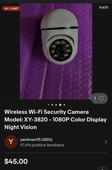 Wireless Wi-Fi Security Camera Model 1080P Color  beschikbaar voor biedingen
