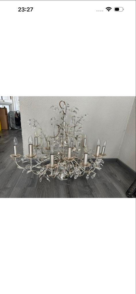 Zeldzame zilveren kroonluchter met kristallen - museumstuk!, Huis en Inrichting, Lampen | Kroonluchters, Gebruikt, Metaal, Ophalen of Verzenden