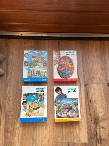 Vintage puzzels, unicef 4 stuks compleet. beschikbaar voor biedingen