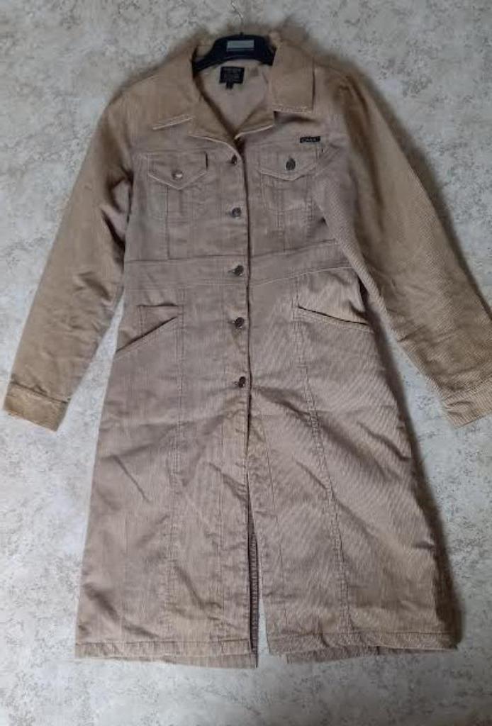 Jas Vintage beige fluwelen lange jas cars jeans maat s, Kleding | Dames, Jassen | Winter, Zo goed als nieuw, Maat 36 (S), Beige