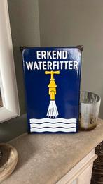 Emaille reclamebord erkend waterfitter langcat bussum, Antiek en Kunst, Antiek | Emaille, Ophalen of Verzenden