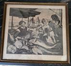 Oude Kopie van schilderij EM de Witte, de vischmarkt, Antiek en Kunst, Ophalen of Verzenden
