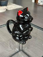Vintage Zwarte Kat Theepotje Porselein - 15cm theepot, Ophalen of Verzenden, Gebruikt