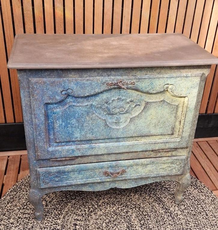 Unieke kast met lade Queen Ann stijl gerestyled, Huis en Inrichting, Kasten | Ladekasten, Zo goed als nieuw, Minder dan 100 cm