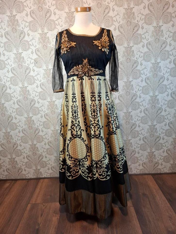 Zwarte/Brons/Gouden Avondjurk mt 40, Kleding | Dames, Gelegenheidskleding, Zo goed als nieuw, Galajurk, Maat 38/40 (M), Zwart