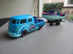 Majorette Volkswagen T1 Custom Pickup met Bootje op trailer, Ophalen of Verzenden, Zo goed als nieuw, Auto