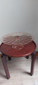 Vintage Roze Glazen Taartschaal op Voet, Ophalen of Verzenden, Rond, Glas
