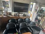 6 Design Zwart Leren Eetkamerstoelen, Huis en Inrichting, Stoelen, Ophalen, Gebruikt, Zwart, Leer