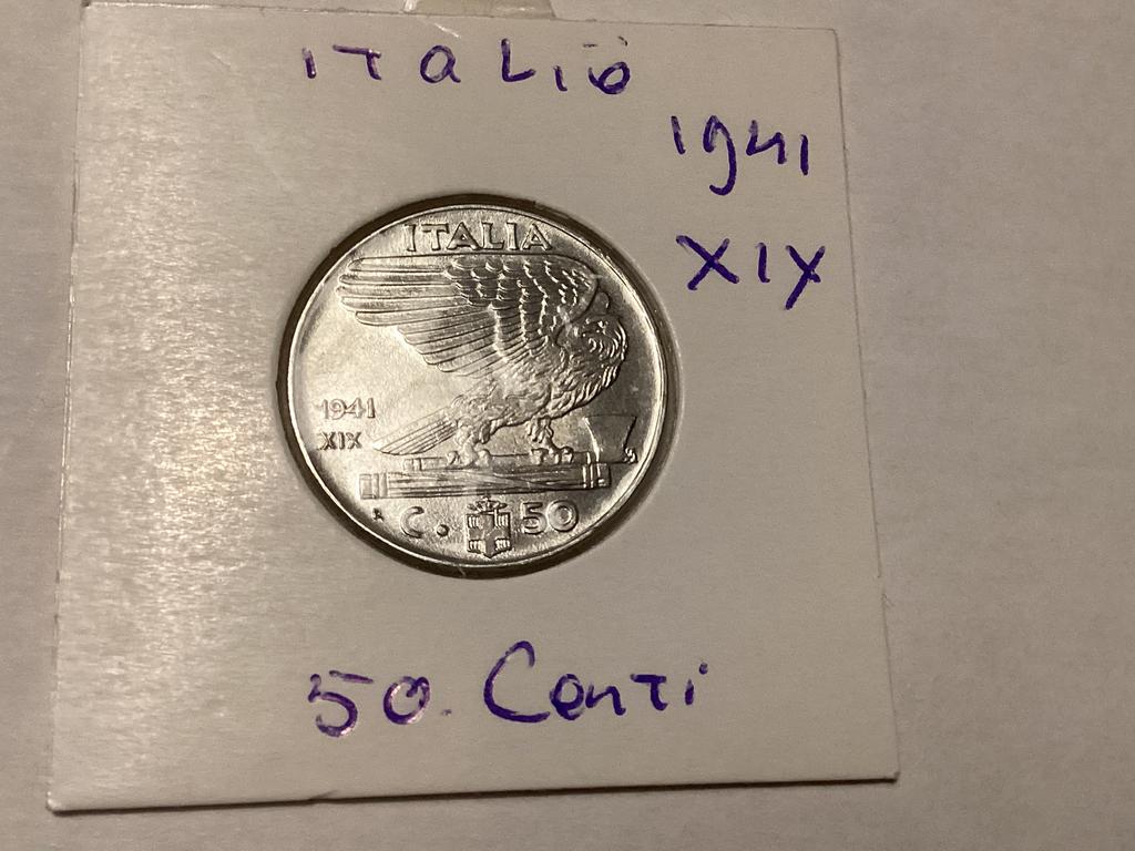 Italië 50 cent 1941 XlX (magnetische ), Ophalen of Verzenden, Italië