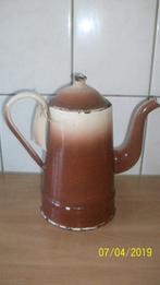Emaille koffiekan, bruin / beige, Antiek en Kunst, Antiek | Emaille, Ophalen of Verzenden