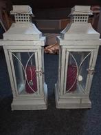 2 windlichten/kandelaars incl kaarsen, Huis en Inrichting, Woonaccessoires | Zuilen en Pilaren, Ophalen, Zo goed als nieuw