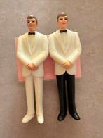 Twee vintage taarttoppers van mannen., Ophalen of Verzenden, Gebruikt, Taarten of Cupcakes, Versiering