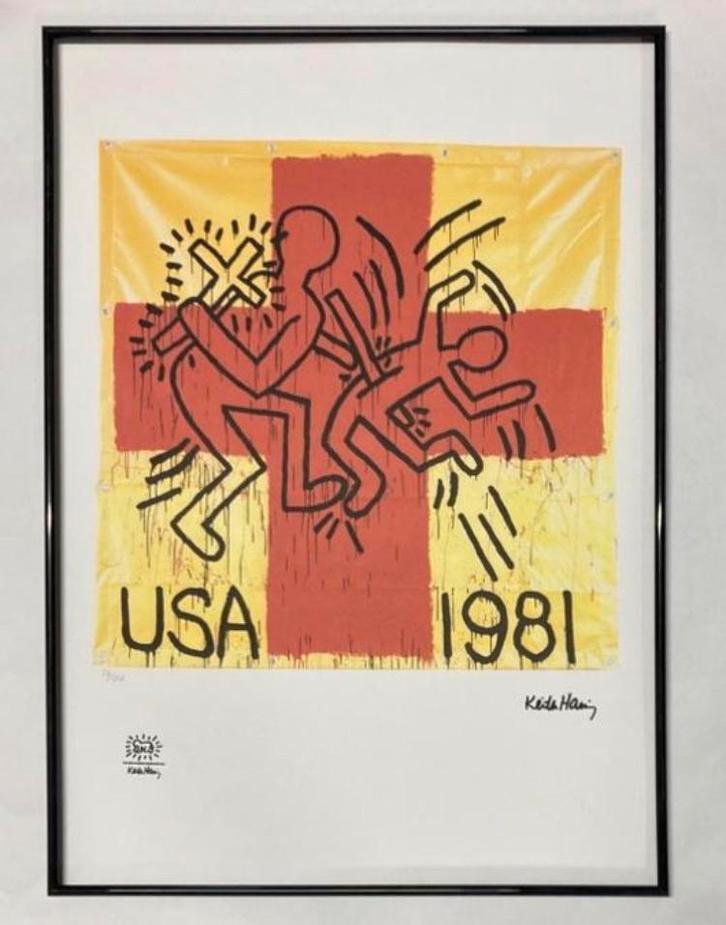 Keith Haring : litho op groot formaat, Antiek en Kunst, Kunst | Litho's en Zeefdrukken, Ophalen of Verzenden