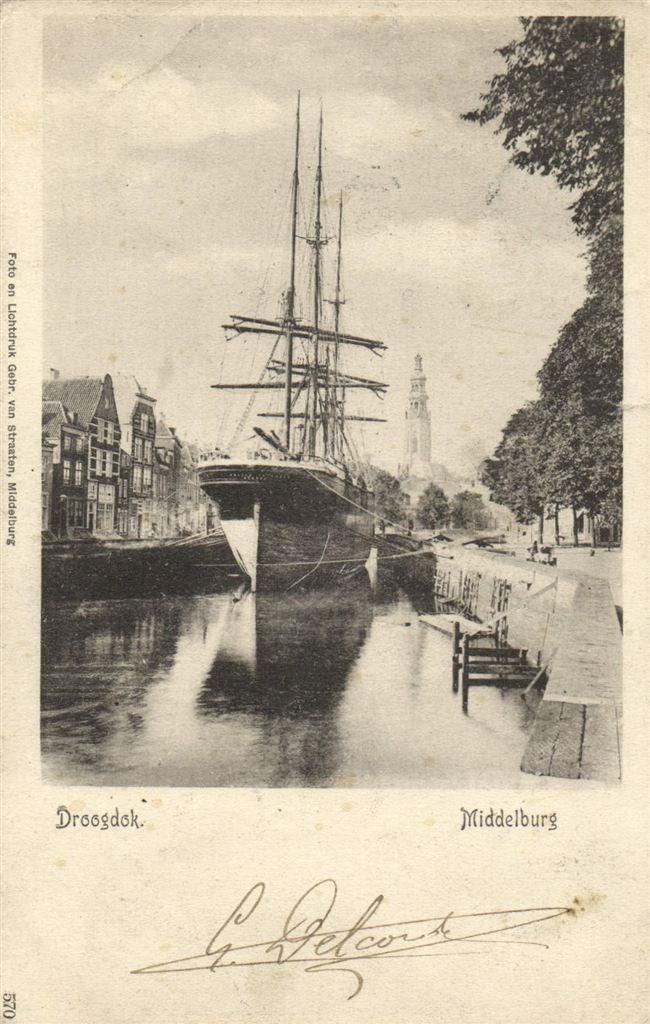 Droogdok. - Middelburg - B-keus - 1903 gelopen, Verzamelen, Ansichtkaarten | Nederland, Ongelopen, Zeeland, Voor 1920, Ophalen of Verzenden
