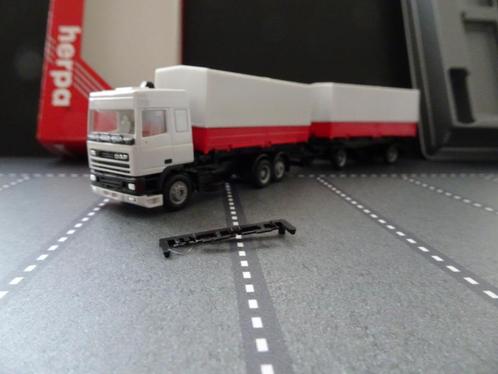795 herpa daf 95 space cab combi wit rood 1:87 afzetbak truc, Hobby en Vrije tijd, Modelauto's | 1:87, Nieuw, Bus of Vrachtwagen