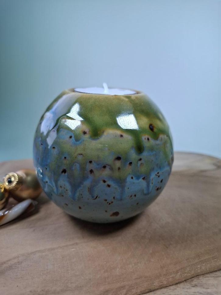 Nieuwe handgemaakte keramiek waxinelichthouder Rainforest., Huis en Inrichting, Woonaccessoires | Overige, Nieuw, Ophalen of Verzenden