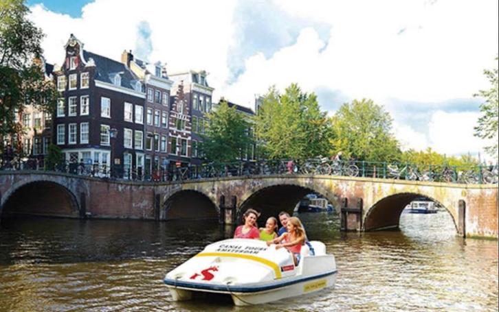 Waterfietsen door de Amsterdamse grachten (1-4 p.), Tickets en Kaartjes, Recreatie | Overige, Twee personen, Ticket of Toegangskaart