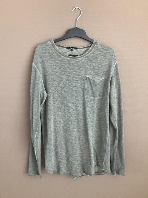 Groen/Grijs Tigha heren t-shirt met lange mouw, Kleding | Heren, T-shirts, Gedragen, Maat 48/50 (M), Overige kleuren, Ophalen of Verzenden